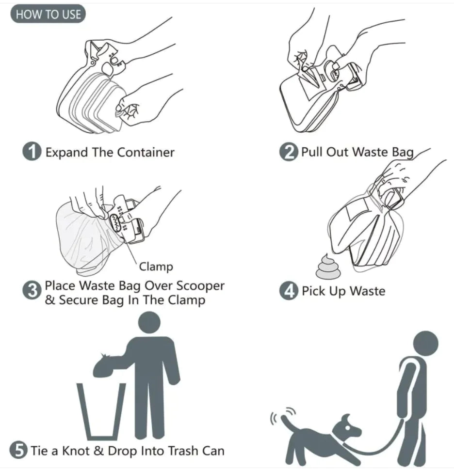 Portable Handheld Pooper Scooper with Waste Bag Holder